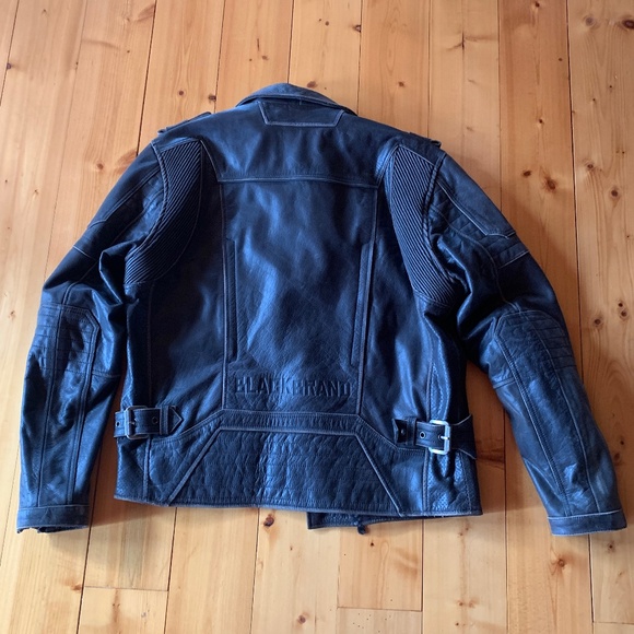 Black Brand Neanderthal Leather Motorcycle Jacket Black - Men's Large - Picture 3 of 11
